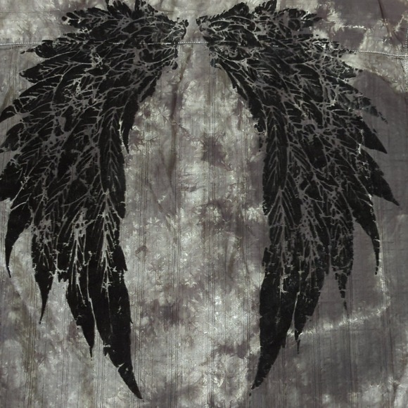 Eighty Eight Mens Large Button Down Shirt Tie Dye Angel Wings Graphic Print Y2K - Picture 5 of 9